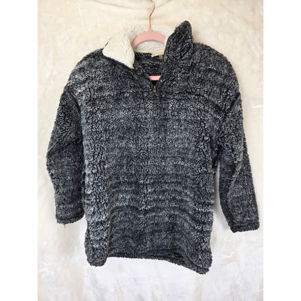 Altar'd State Charcoal Gray Sherpa Fleece Quarter Zip Pullover Sweater Womens S